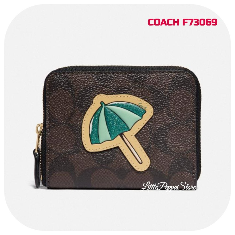 COACH SMALL ZIP AROUND WALLET SIGNATURE UMBRELLA